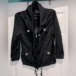 White House Black Market Nylon Cotton Blazer Anorak Utility Jacket light crop 0